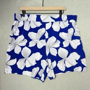 Investments Women’s Hawaiian Floral Shorts Blue White Size XL